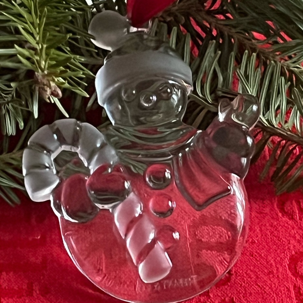 Tiffany & Co. Glass Snowman Ornament with Candy Cane